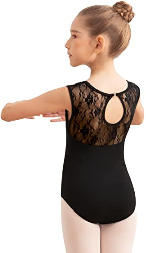 Tegmk Girls Lace Cap Sleeve Dance Leotard for Ballet, Toddler Big Little Girls Gymnastics Dancewear(6036-06-L)