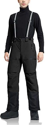 Pioneer Camp Herren Skihose Gefüttert mit Hosenträger Ski Hosen Schneehose Snowboardhose Outdoorhose Black Noir Schwarz XL