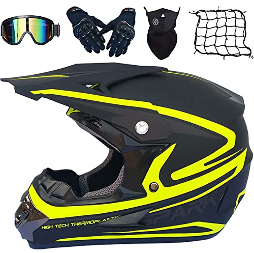 Casco Moto Niño Casco Motocross Infantil Homologado ECE/Dot Casco Enduro Integral MTB con Gafas/Máscara/Guantes/Red De Casco- para MX Quad Off Road ATV Scooter Descenso Go Karting, 52-59CM,D-M
