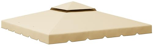 Outsunny Toile de Rechange pour pavillon tonnelle Tente 3 x 3 m Toit de Remplacement Gazebo de Jardin Tissu Polyester Haute densité 170 g/m² Beige