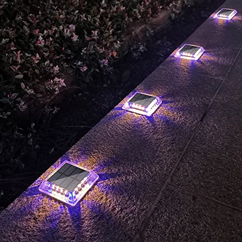 Lacasa Lampe Solaire Extérieur, 4 Pack 30LM Lampe Solaire au Sol IP68 Etanche Lumière Solaire Jardin Auto On/Off Eclairage Solaire pour Chemins Allée, Couleurs Mélangées (Blanc Chaud + Lumière Bleue)