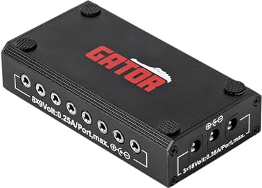 Gator Frameworks G-BUS-8-UK Pedalboard Power Supply – 8 Isolated Outputs, UK Version, Includes Cables, Reliable Power for Guitar Effect Pedals, Ideal for Studio and Live Performances