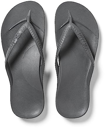 ARCHIES Arch Support Flip Flops for Men & Women – Orthotic Sandals for Plantar Fasciitis Relief – Lightweight, Cushioning, Shock-Absorbing Sandals for Walking, Foot Pain - Charcoal