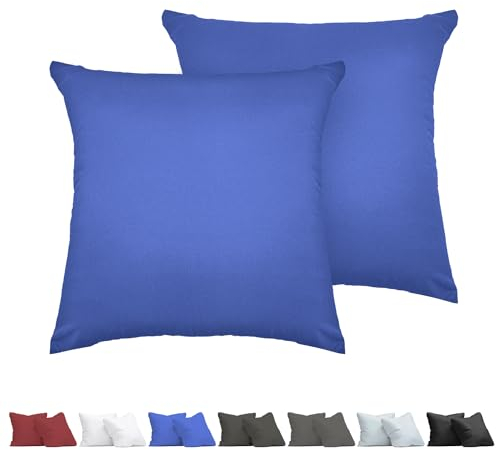 aboveBED Kissenbezug 50 x 50 (2er-Set), Blau, Kopfkissenbezug 50x50 cm aus 100% Mikrofaser, Kissenbezug mit Reißverschluss, Weich und Atmungsaktiv, Waschbare