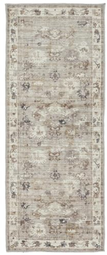 RugVista Olina Oriental, Tapis, Vintage, 80 x 200 cm, Rectangulaire, Poil Ras, Salle de séjour, Chambre, Couloir, Lavage en Machine, Beige