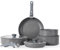 Florosa ensemble de casseroles poêles 9 pièces antiadhésive avec poignée amovible, ensemble de cuisinière en céramique avec couvercle, non toxique four sûr, idéal pour l'induction et le camping, Gris