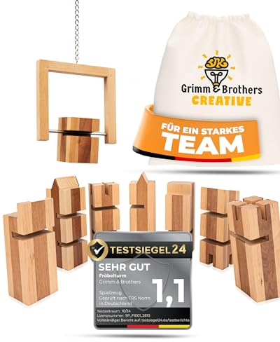 Grimm & Brothers FRANKFURT Fröbelturm Teambuilding Juego de habilidad de madera – Juego de mesa a partir de 8 años al aire libre para adultos y niños