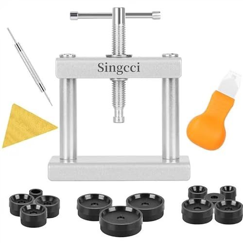 Singcci Watch Press Tool Set, Press Set Back Case Closer with 12 Molds, Watch Battery Replacement，Back Case Closer for Closing Caps, with Instructions