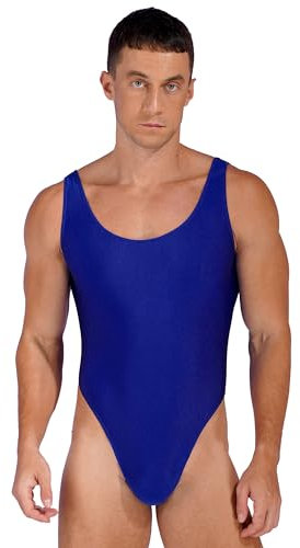 Sxiwei Herren Einteiler Sport Body Wrestling Singlet Gymnastikanzug Ärmellos Unterhemd Bodysuit Eng Bodybuilding Unterwäsche Reizwäsche Blau L