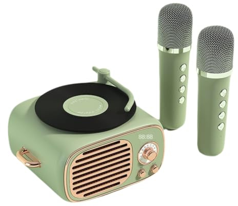 Kioball Old Fashioned Vintage A Small Bluetooth Speakers with Clock Portable Mini Bluetooth Speakers with Wireless Microphone C