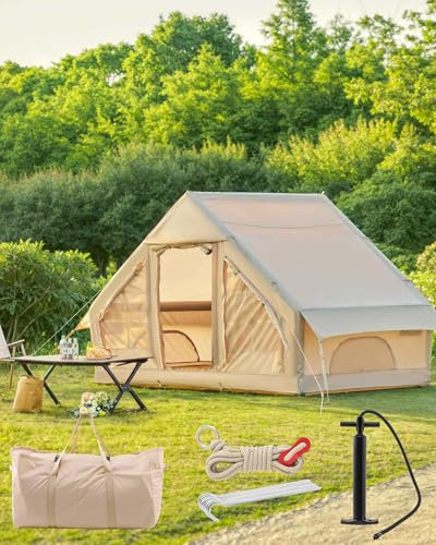 DARTMOOR Tenda da Campeggio Gonfiabile 4-6 Persone con Pompa 300x210x210 cm Tenda Gonfiabile Impermeabile con Doppie Porte Finestre da Esterno per 4 Stagioni Facile da Installare