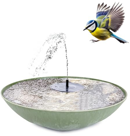 matches21 HOME & HOBBY Solarbrunnen Set für den Außenbereich - 45cm Schale grün als Gartenbrunnen