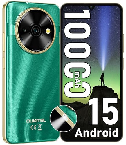 OUKITEL C59 Smartphone Ohne Vertrag Android 15, 10000mAh Handy Ohne Vertrag, 6.88 Zoll 90Hz Simlockfreie Handys, 16GB+128GB, 120LM Taschenlampe, 13MP+5MP Kamera, Dual 4G SIM/Fingerabdruck/OTG/Face ID