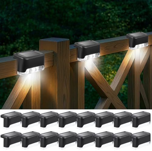 Ninonly Luci Solari da Giardino Esterno, 16 pezzi Luce Solare per Scale Impermeabile, Lampade solari Decorazioni Giardino per Recinzioni Patio Passi Sentieri