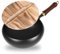 Sartén de hierro forjado, 24 cm, sin revestimiento, sartén forjada a mano, sartén con tapa de madera, cacerola grande, para cocina de gas e inducción