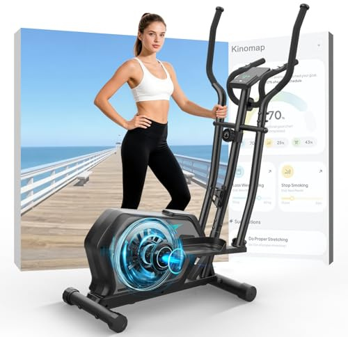 Vélo elliptique avec Bluetooth APP,3 en 1 vélo elliptique avec16 Niveaux de résistance, écran LCD, Porte-Bouteille,Pédale Antidérapante,capacité de Charge de 287LBS,Stepper elliptique aérobique