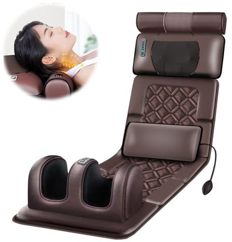 Tapis de Massage Électrique Corps Entier - 3D avec Fonction Étirement Lombaire et Traction Dos - 10 Têtes de Massage, 3 Modes, 5 Intensités - Pliable - Inclut Massage Pieds - Dos, Épaules, Jambes