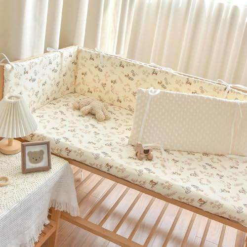 PTKG BarrièRe de SéCurité de Enfant Contour de pour BéBé avec 4 CôTéS Anti-Collision Tours de Lit en Respirant Barriere Enfant Pliable BéBé Cabane Contour de BéBé Respirant,B1,240 * 28cm