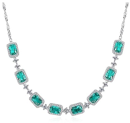 halsband Emerald bröllopshänge för kvinnor charmigt trendigt kedjelänk 925 silver sterling fina smycken