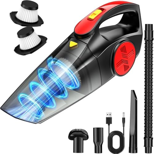 CFEN Handheld Vacuum Cleaner Cordless, 9000PA Powerful Suction, 900ML Large Dust Bin, 4000mAh Battery, 30mins Runtime, Wet & Dry, with 3 Nozzles, 2 Washable HEPA Filters for Home Car Carpet Pet Hair