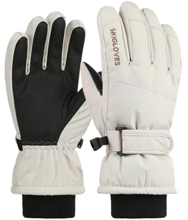 Gants de ski chauds pour activités d'hiver avec écran tactile antidérapant, gants de sport, idéaux pour équitation, jours froids (blanc, taille unique)