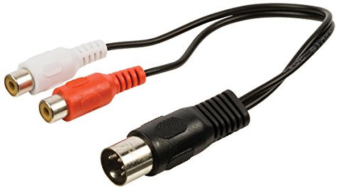 Valueline VLAP20250B02 Câble Adaptateur Audio DIN à connecteur DIN 5 Broches mâle vers 2X RCA Femelles 0,20 m, Noir