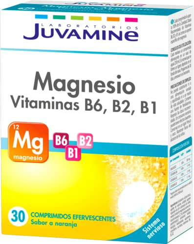 JUVAMINE - Magnesio con Vitaminas B6, B2 y B1-30 Comprimidos Efervescentes - Reduce el Cansancio y Apoya el Sistema Nervioso - Energía y Bienestar Muscular