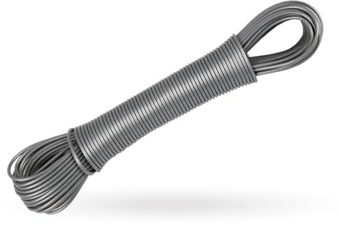 Wäscheleine 20 Meter (1er Pack/Anthrazit) - Leine ausziehbar 2,2mm, extra stark durch Nylonkern - Ersatzleine für Wäschespinne, Wäschetrockner Garten