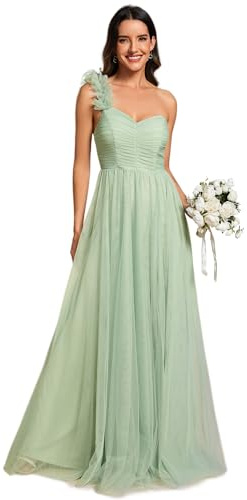 Ever-Pretty Abito Dmigella Donna Linea ad A Abiti Lunghi Donna da Cerimonia Menta Verde 48