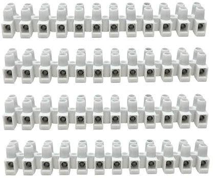 HALOTEC Confezione da 4 Morsetti Connessione Elettrica | Isolante Polipropilene Bianco | 10 mm, 24A | Alta Resistenza per Impianti Elettrici Professionali | Sicurezza e Durata per Cavi Versatili