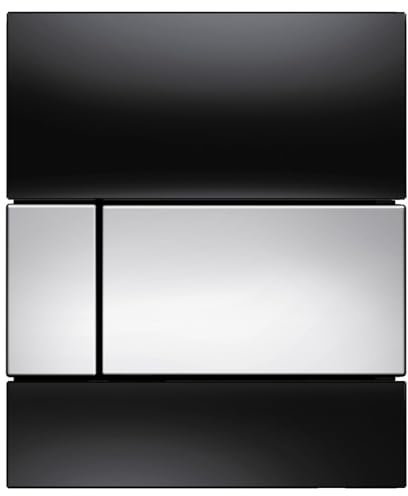 TECE Square 92428 Urinal Actuator Plate Glass with Cartridge Glossy Black Glass Buttons Glossy Chrome