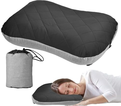 Hitburu Uppblåsbara sovkuddar, campingkudde - bärbar uppblåsbar lägerkudde | ergonomisk luftkudde för nacke, nack- och ländryggsstöd, strandkudde för