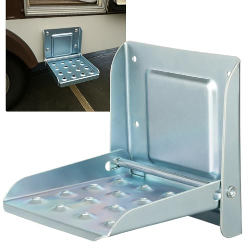 AUTOLIGHT 24 Escalera plegable para camión de chapa de acero galvanizado, 190 x 190 x 172 mm, para camiones, remolques, caravanas, furgonetas, antideslizante y ahorra espacio, 1 unidad