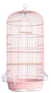 Lijiaxiuyc-101 Cage pour Oiseaux Cage à Oiseaux en métal à Double Couche de Style européen, Suspendue for Perroquet, étourneau, châssis Coulissant Facile à démonter Volière(Pink)