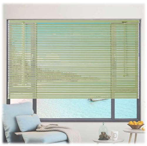 Persiana Veneciana de Aluminio Interior 25cm Lamas Estores para Ventanas de Baño Opacas Persianas Horizontales Blackout para Cocina Dormitorio Salón Baño Privacidad 45/60/80/100/120/150cm(Verde)