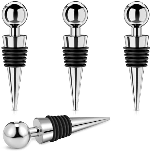 Teouuas 4 Stück Weinflaschenverschluss, Weinverschluss, Flaschenverschluss, Wiederverwendbar Weinflaschenverschlüsse, Sektflaschenverschluss für Weinsammlung Rotwein Champagner Saver Sealer, Stil 1