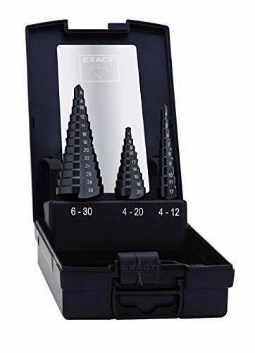 EXACT 50071 - Juego de brocas escalonadas (4-12/4-20/6-30 mm, HSS, revestimiento TiAlN)