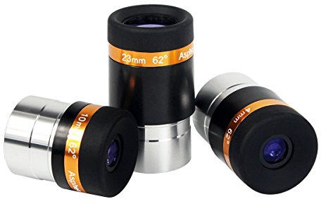 SVBONY Oculari per telescopio da 4 mm, 10 mm e 23 mm, kit di accessori con lenti completamente rivestite, grandangolo da 62 gradi per telescopio astronomico da 1,25 pollici