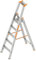Layher 1064005 Stufenstehleiter einseitig begehbar Topic mit 5 Breiten Stufen, Aluminiumleiter klappbar mit Podest, Länge 1.95 m