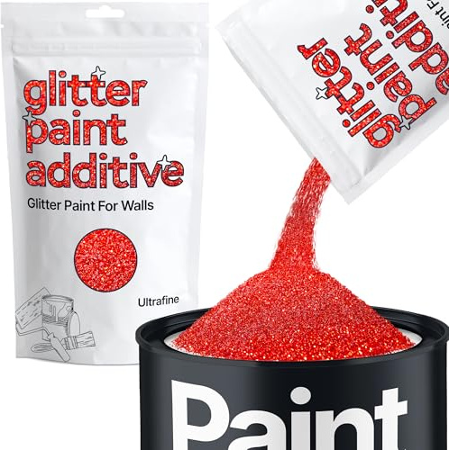 Hemway Red Glitter Paint Additive Ultrafine 100g for Adding Sparkle | for Paints & Varnish | Paint Walls Sparkly Add to Emulsion, Acrylic or Lacquer Indoor
