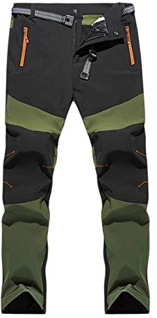 Softshellbyxor för män, utomhusbyxor, vandringsbyxor, vattentäta, softshell-byxor, trekkingbyxor, vindtäta, camping, funktionella byxor, softshell-byxor med bälte, Armégrön, S