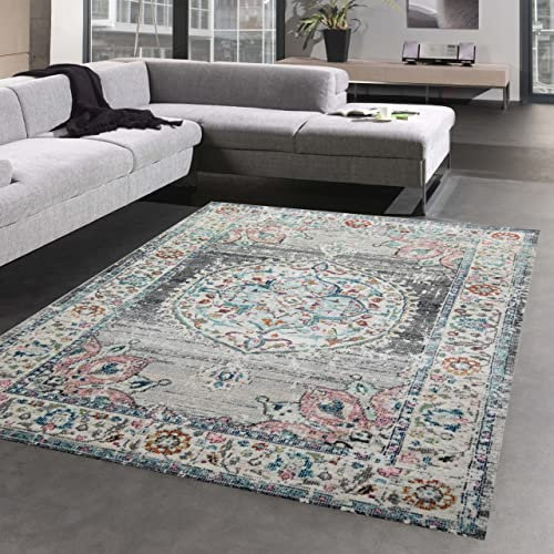 CARPETIA Teppich Outdoor Orientteppich Wohnzimmerteppich Ornamente in grau Größe 240 x 340 cm