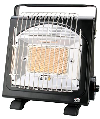 NJ-H1 Camping Gas Heater Portable Stove - Compact 2in1 Butane Gas Cooker and Heater Outdoor use Auto Ignition 1.7kW, Black