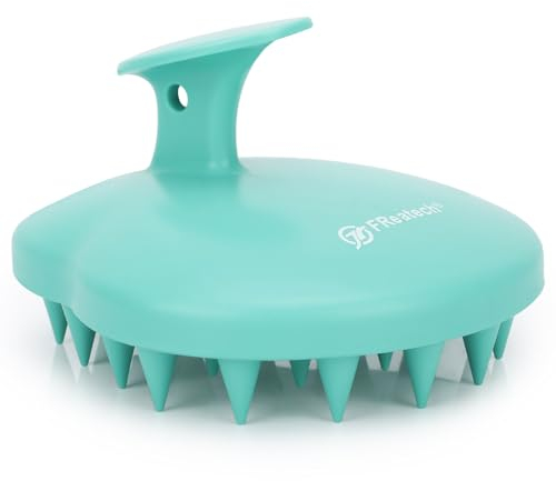 FREATECH Brosse Shampoing Massage Cuir Chevelu (Un Morceau de Silicone Solide), Élimination Pellicules, Massage de Tete et Pousse Cheveux, Adapte Parfaitement au Cuir Chevelu et Paume, Vert