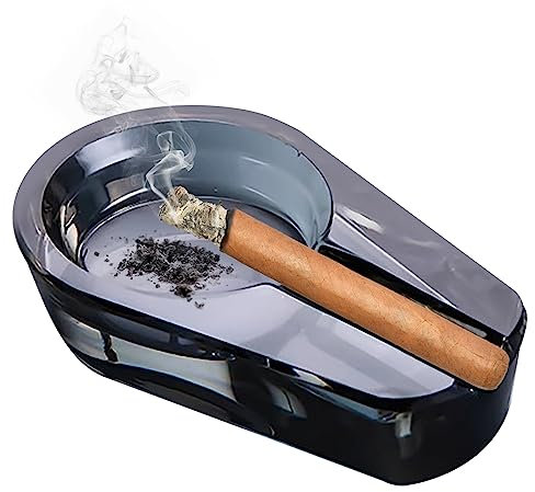 Crystal Glass Ashtray for Cigarettes,Portable Modern Cigar Ash Tray,Fancy Cute Cool Glass Container, Decorative Ashtray Holder for Home Tabletop Office Desktop Outside Patio Outdoor Balcony,Grey
