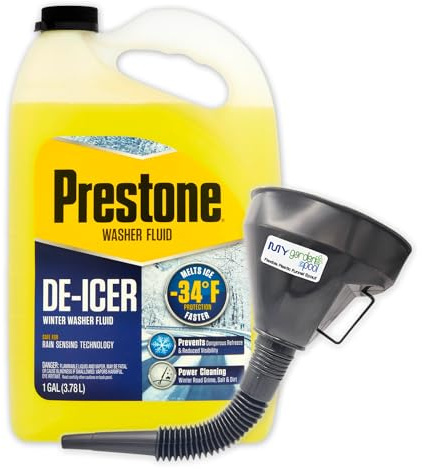 My Garden Pool Prestone De-Icer Winter Washer Fluid -34 F, 1 Gallon - Cold Weather Defense for Windshields Plastic Funnel Spout for Easy Pouring Hard-to-Reach Vehicles