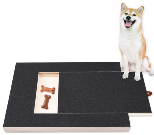 Kratzbrett Hund Krallen Hunde kratzbrett für Nägel mit Leckerli-Box Hundekratzbrett, Welpenfeile, Schleifpapier multifunktionaler, stressfreier Brettkratzer mit Snackbox for Nails