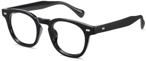 Cyxus Occhiali Nerd Retrò Occhiali Luce Blu Uomo Donna Moda Occhiali Da Computer Anti Mal di Testa Affaticamento Degli Occhi（8155T01 Nero）