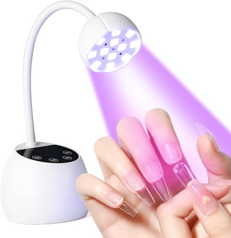 BORNBYME UV-nagellampa för gelnaglar, 36 W UV nagellampa svanhals uppladdningsbar med 4 tidsinställningar och smart autosensor för nagelsalong hemanvändning lampa