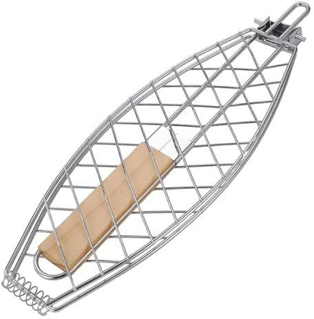 Cestino per grigliata di pesce per barbecue, Cestino per grigliata per barbecue - Griglia pieghevole in metallo - per grigliate portatili antiscottatura, griglia salvaspazio per campeggio
